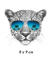 Термонаклейка Леопард в очках 1 шт