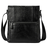 Мужская кожаная сумка Westal черная из натуральной кожи на ремне. Сумка-барсетка 061-1