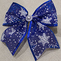 Новорічний бант з тканини синього кольору