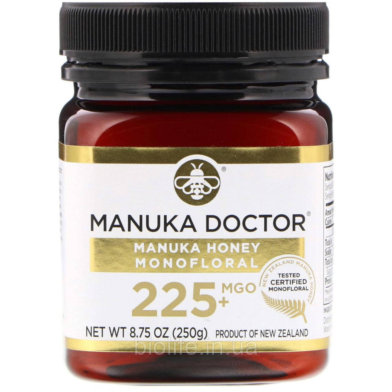 Manuka Doctor, монофлерный мед манука, MGO 225+, 250 г (8,75 унции) в ...