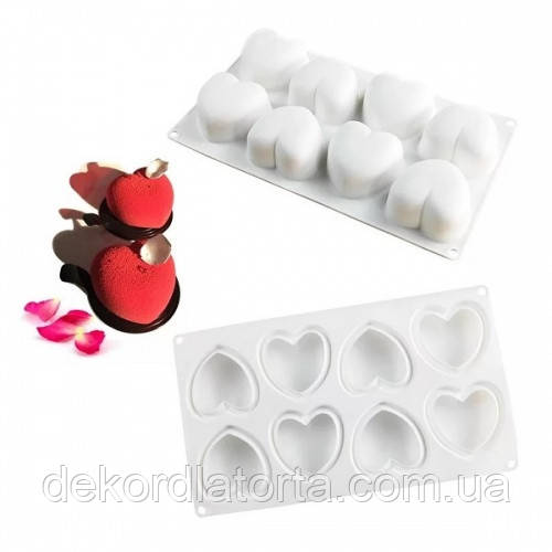 Силіконова форма сердечка "Amorini" на 8 шт, фото 1