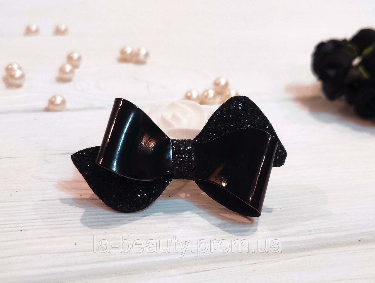 Бантик для собаки (ВІДЕО) з лакованої екошкіра чорний з колекції Leather Eternity Pets Couturier SІMBA