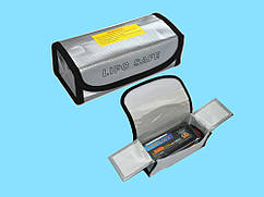 Чохол для зберігання та транспортування LiPo акумуляторів вогнестійкий 18,5 х 7,5 х 6 см