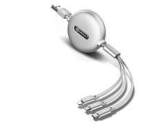 Розгалужувач Cafele з роз'ємами USB 3 в 1 Тype C Micro USB iPhone 5  Білий