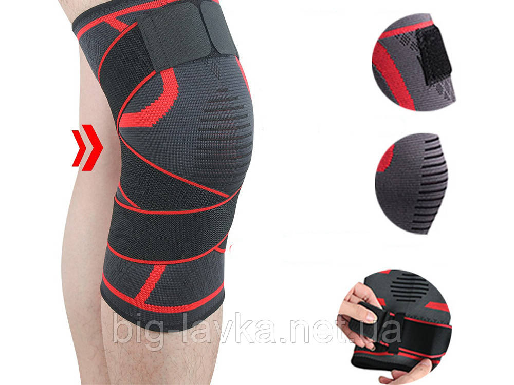Наколенник з притискної гумкою Crossfit спортивний M Червоний, фото 1