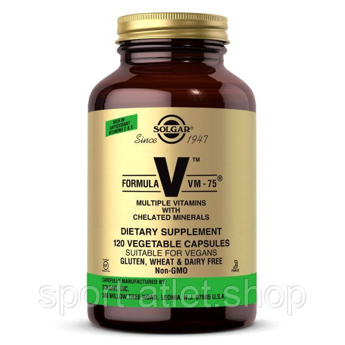 Вітаміни та мінерали Solgar Formula V VM-75, 120 вегакапсул