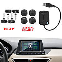 Система контролю тиску в шинах TPMS, автомобільна з 4 датчиками, USB, Android