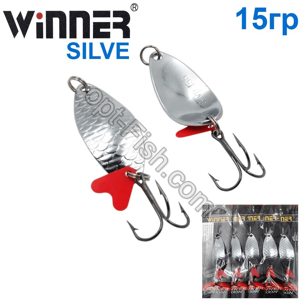 Блесна Winner колебалка W-034 SILVE 15g 001# *