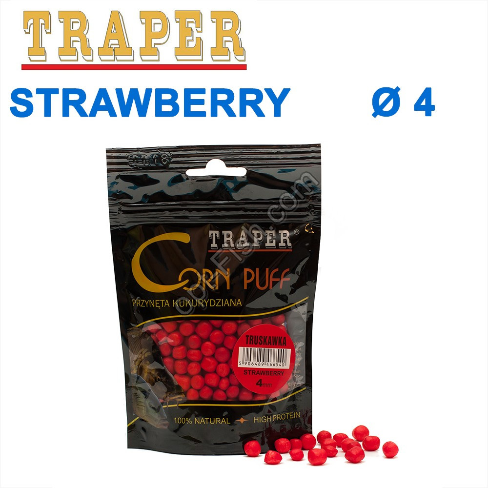 Повітряне тісто Traper Corn puff пуфі 4 mm strawberry (полуниця)