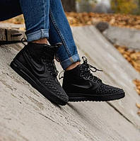 Зимние кроссовки С Мехом Nike Lunar Force 1 Duckboot Мужские Черные Найк 41,42,43,44,45 размеры