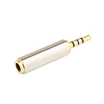 Перехідник адаптер металевий Alitek 2.5 мм M 4 pin — 3.5 мм F Silver/Gold, фото 5