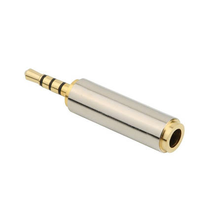 Перехідник адаптер металевий Alitek 2.5 мм M 4 pin — 3.5 мм F Silver/Gold, фото 1