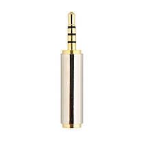 Перехідник адаптер металевий Alitek 2.5 мм M 4 pin — 3.5 мм F Silver/Gold, фото 3