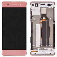 Дисплей для Sony Xperia XA F3111, F3112, F3113, F3115, F3116, модуль с рамкой, оригинал Розовый