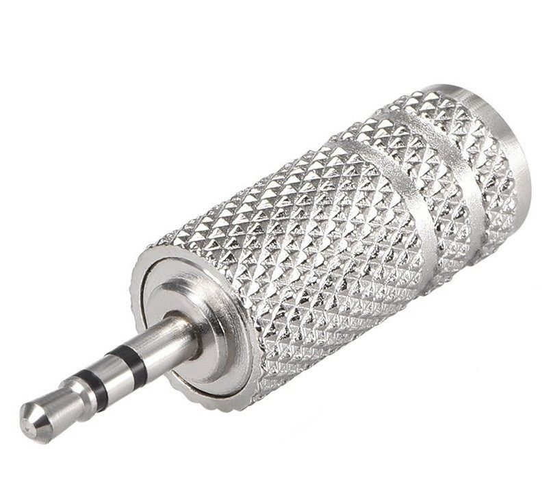 Перехідник адаптер аудіо металевий Alitek TRS 2.5 мм Male 3 пін — 3.5 мм F Silver