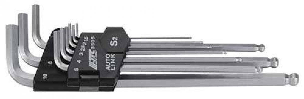 Набір шестигранників подовжених з кулястими наконечниками 9ед. 1.5-10мм 3505 JTC, фото 2