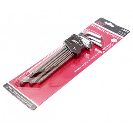 Набір шестигранників подовжених з кулястими наконечниками 9ед. 1.5-10мм 3505 JTC, фото 3