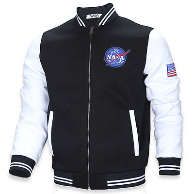 Кофта весна-осінь чоловіча т синя з білим NASA бомбер DBLU/WTH S(Р) 20-612-003