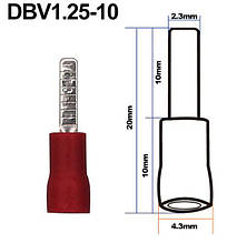 Наконечник штирьовий плоский з ізоляцією DBV 1.25-10 (0,5-1,5/10)