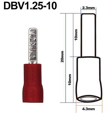 Наконечник штирьовий плоский з ізоляцією DBV 1.25-10 (0,5-1,5/10), фото 1