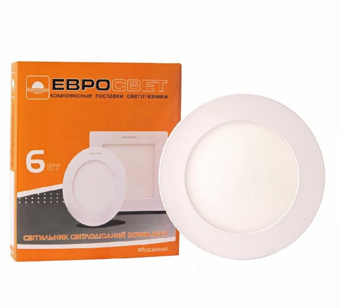Світильник світлодіодний вбудований ЄВРОСВІТЛО LED-R-120-6 6Вт 6400К 120мм (000039171)