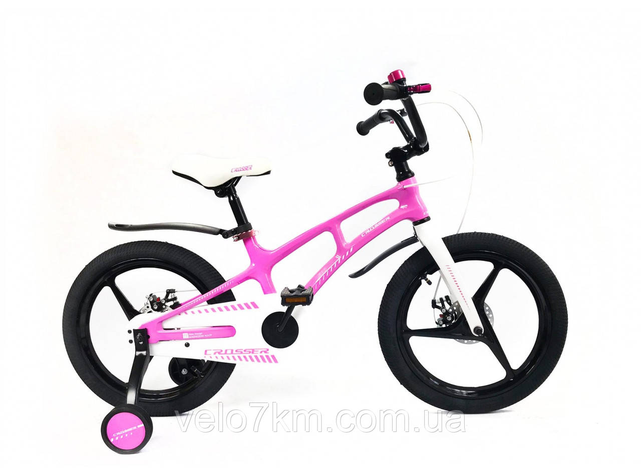 Детский велосипед Crosser MAGNESIUM BIKE Comet 16" с дополнительными колесами РОЗОВЫЙ