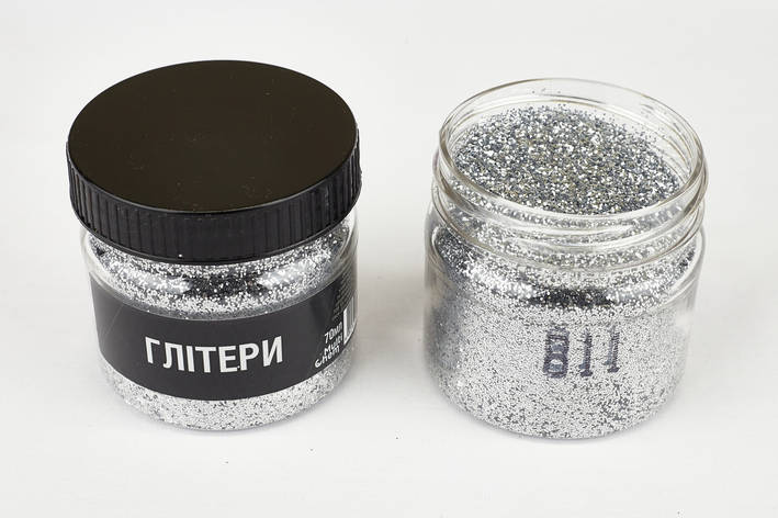 Глітер сріблястий 811, 0,4 мм 1/64 , 70 мл, фото 1