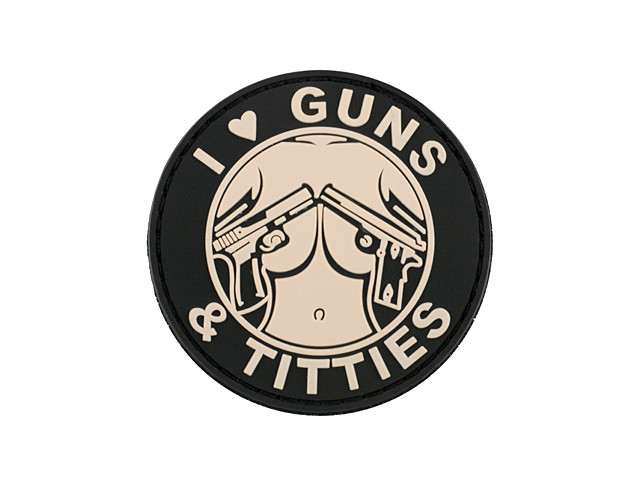 Нашивка GUNS & TITTIES PVC 2 8FIELDS, фото 1