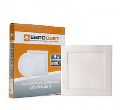 Світильник світлодіодний вбудований ЄВРОСВІТЛО LED-S-150-9 9Вт 6400K 150х150 (000038840)
