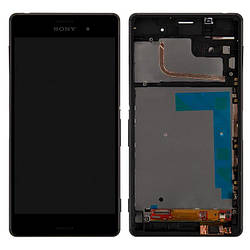 Дисплей для Sony Xperia Z3 D6603, D6643, модуль в зборі (екран і сенсор), з рамкою, оригінал Чорний