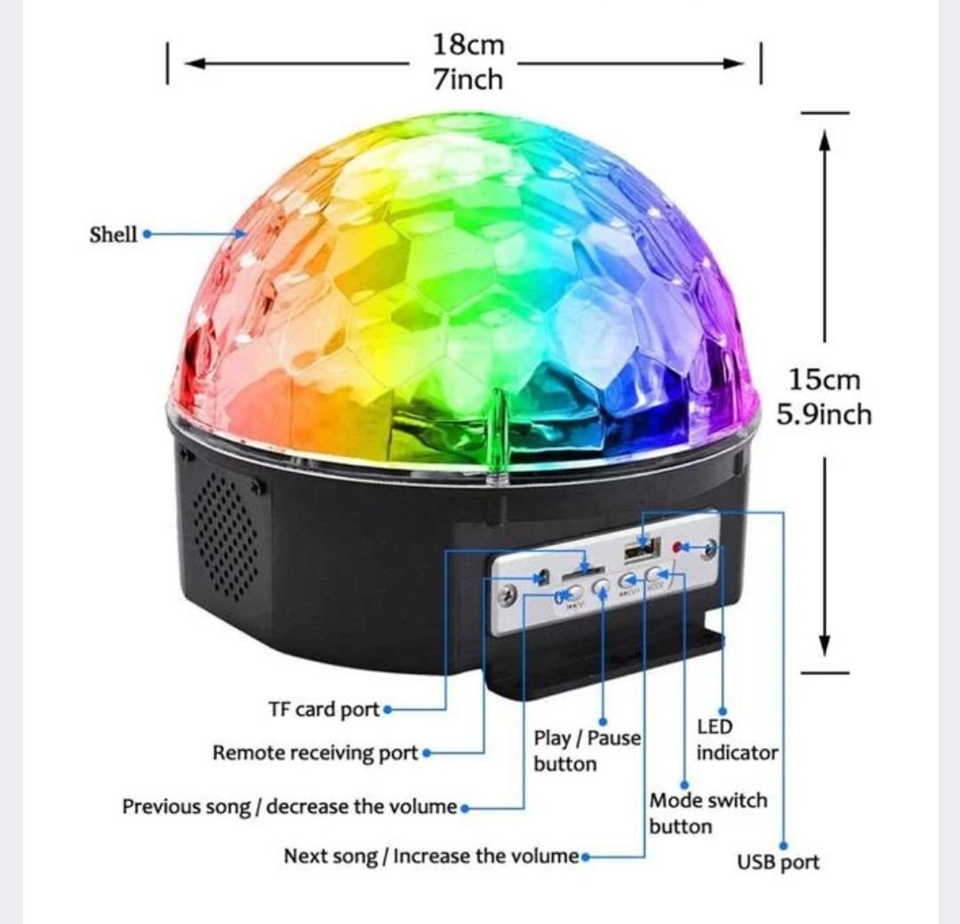 Диско шар c Bluetooth Magic Ball Music XXB 01/M6 вращающийся MP3 плеер с пультом. - фото 5 - id-p1299032255
