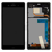 Дисплей для Sony Xperia Z3 DS D6633, модуль в зборі (екран і сенсор), з рамкою, оригінал Чорний