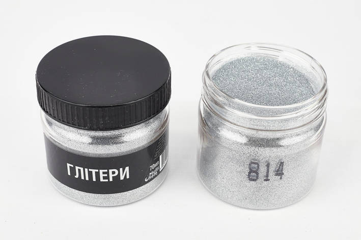 Глітер сріблястий 814, 0,07 мм 1/360 , 70 мл, фото 1