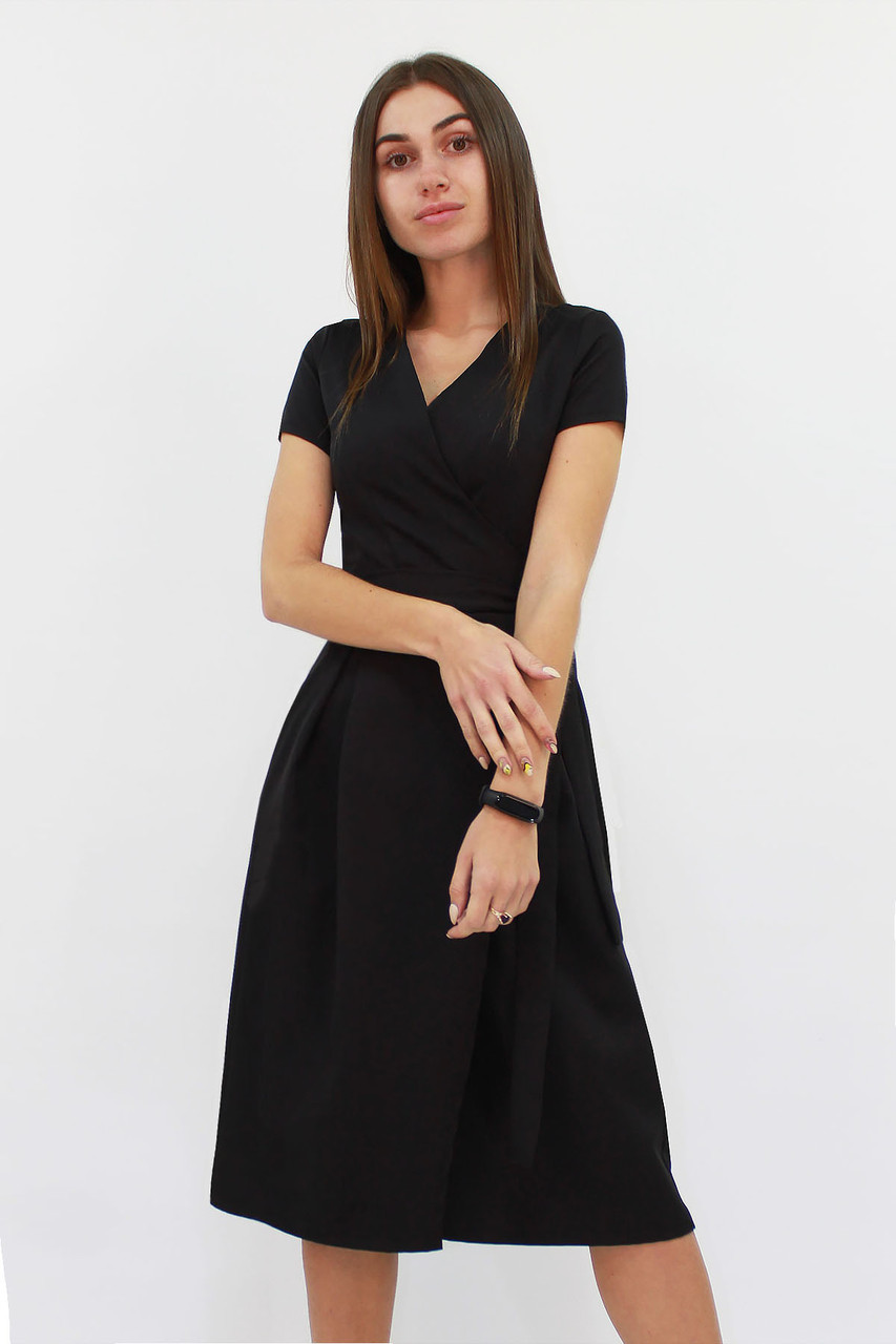 Изысканное платье на запах Meredis, черный, фото 1