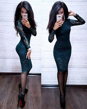 Плаття олівець мереживо на трикотажній основі, фото 1