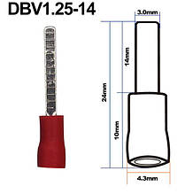 Наконечник штирьовий плоский з ізоляцією DBV 1.25-14 (0,5-1,5/14)