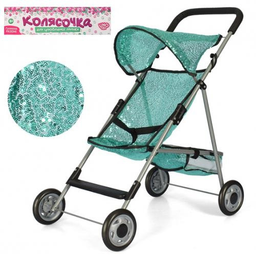 KMM4437 UA Коляска для ляльки ua прогулянковий кошик, колеса 4 шт., паєтки, у пакеті 36-66-7 см