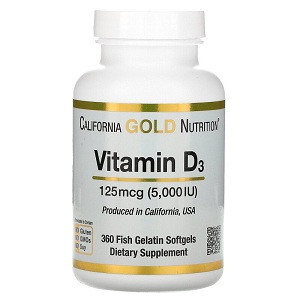 Вітаміни California Gold Nutrition Vitamin D3 125 mcg 5000 IU (360 капсул.)
