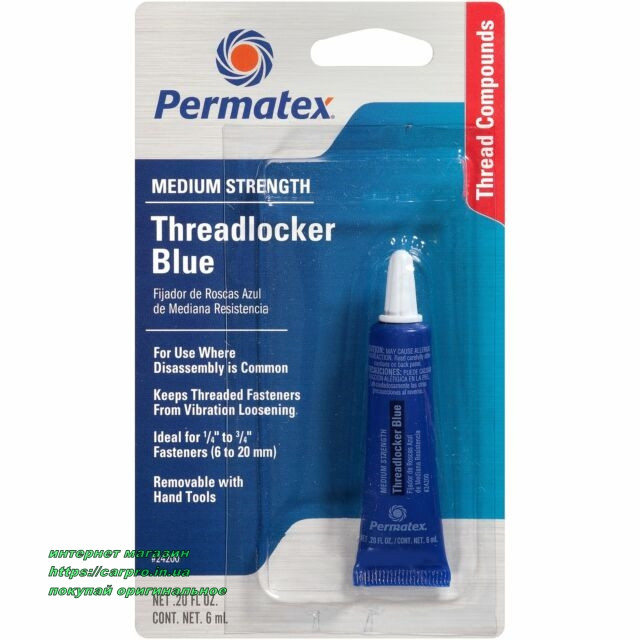 Фиксатор резьбы Permatex threadlocker blue medium strength 24200 средней фиксации синий - фото 6 - id-p1299179940