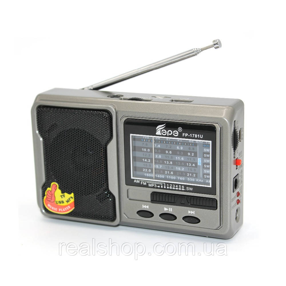 Радіоприймач EPE FP-1781U FM/AM/SW/USB/microSD(TF) LED ліхтарик, фото 1