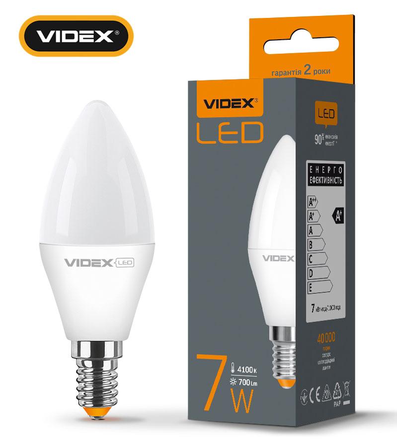 LED лампа світлодіодна VIDEX C37e 7W E14 4100K 220V