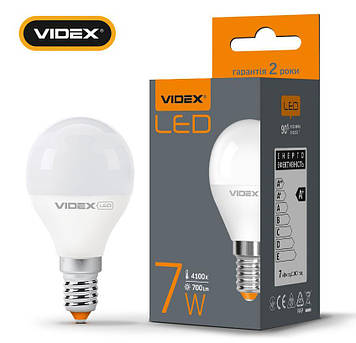 LED-лампа світлодіодна VIDEX G45e 7W E14 4100 K 220V