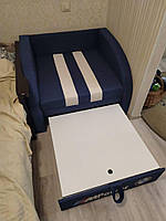 Дитяче розкладне крісло-ліжко Smart SM 001 BMW колір синій із шухлядою для білизни, для дітей і підлітків, фото 5