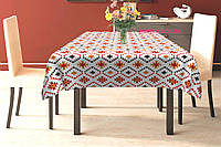 Тефлоновая скатерть водоотталкивающая гидрофобная пропитка мелкие бордовые черные ромбы на белом