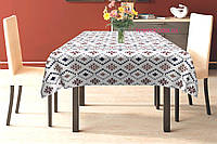 Скатерть тефлоновая водоотталкивающая гидрофобная пропитка мелкие коричневые серые и черные ромбы на белом