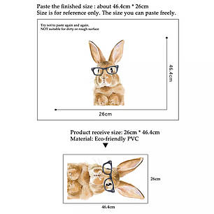 Вінілові наклейки на стіну Модний заєць кролик (лист 29 х 50 см) Б376-4, фото 2