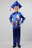 Карнавальный костюм из атласа для мальчика БУКВАРЬ электрик, для 5-6 и 7-8 лет