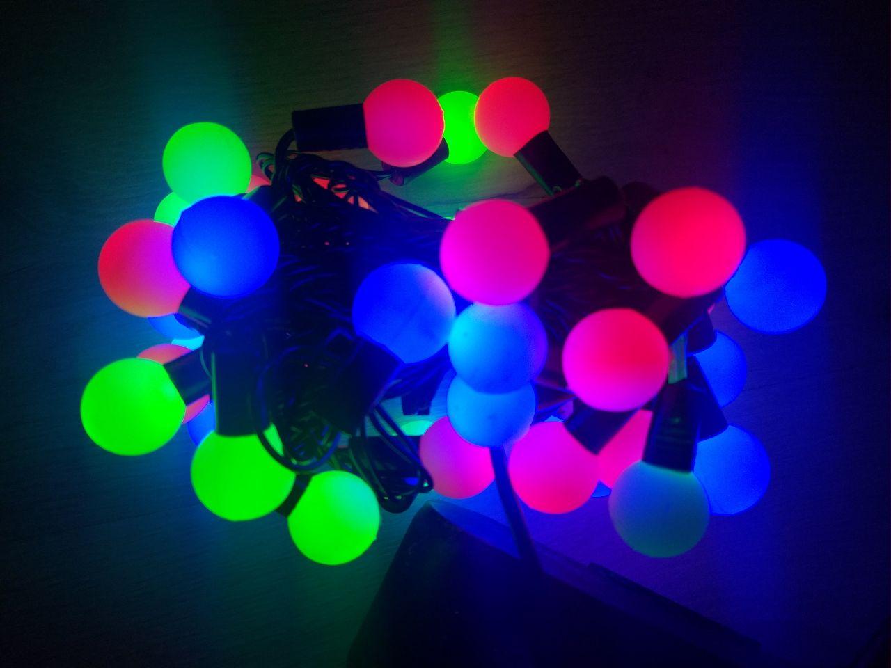 Новорічна електрична гірлянда на ялинку "Кульки", 50 лампочок, діаметр 2 см, довжина 5,5 м, мультиколор