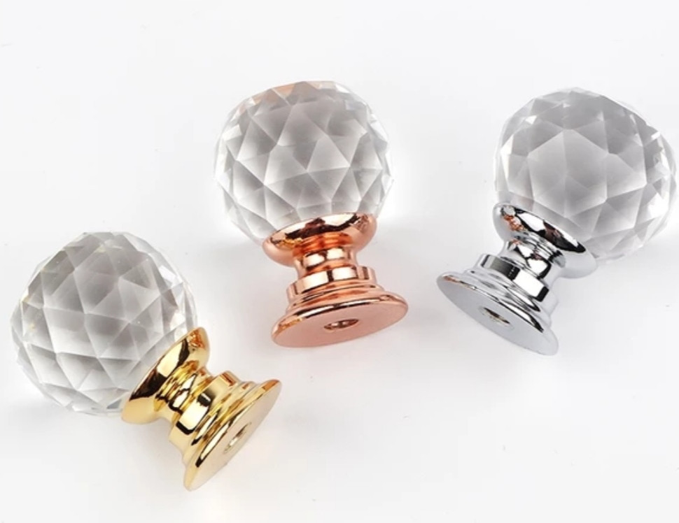 Ручка для підносів і підставок "Круглий кристал", ручка /декор, 1 шт., золото