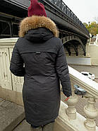 Довга куртка пальто Visdeer 9155-S01 чорна з капюшоном, фото 2